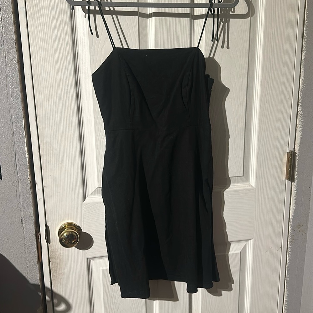 Black dress with lace up straps